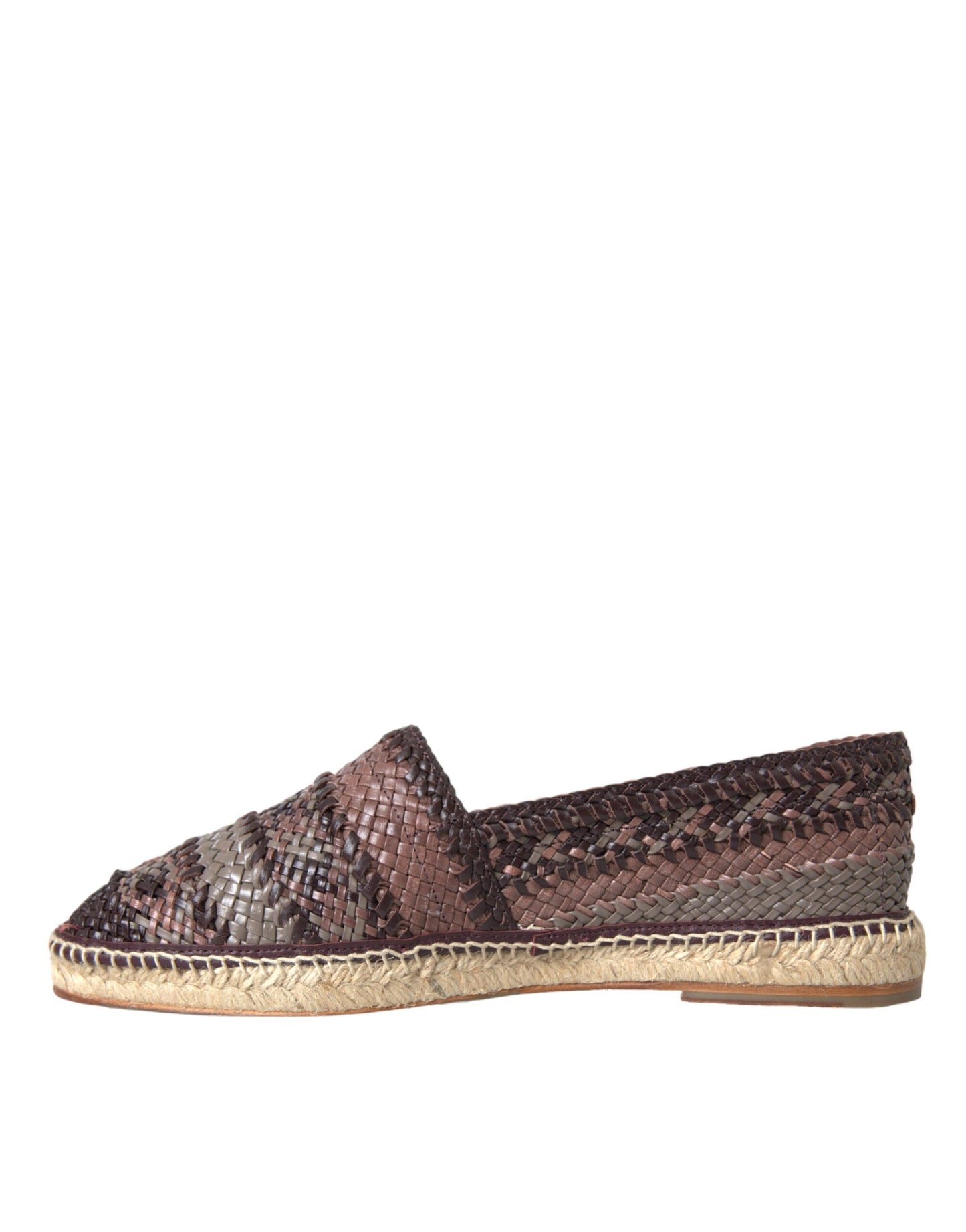 Dolce & Gabbana Braun Buffalo Leder Espadrille Flats Schuhe