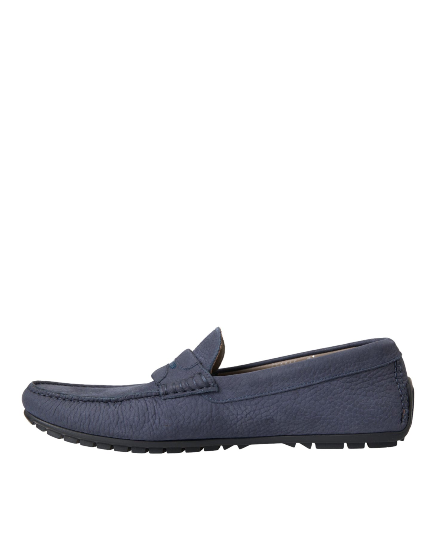 Dolce &amp; Gabbana Blue Calfskin Slip On Moccasin Shoes