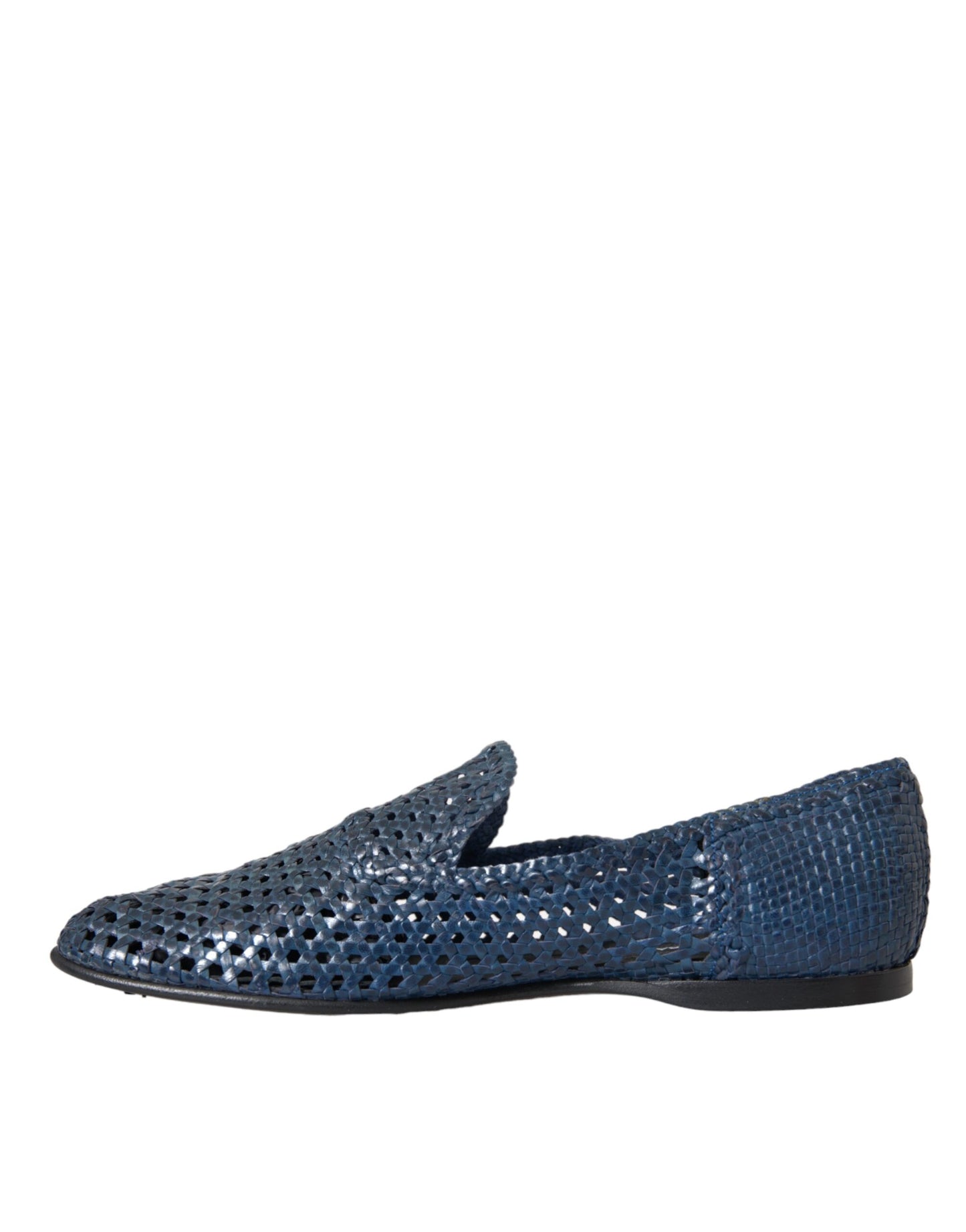 Dolce &amp; Gabbana Blue Woven Leather Loafers Men Shoes