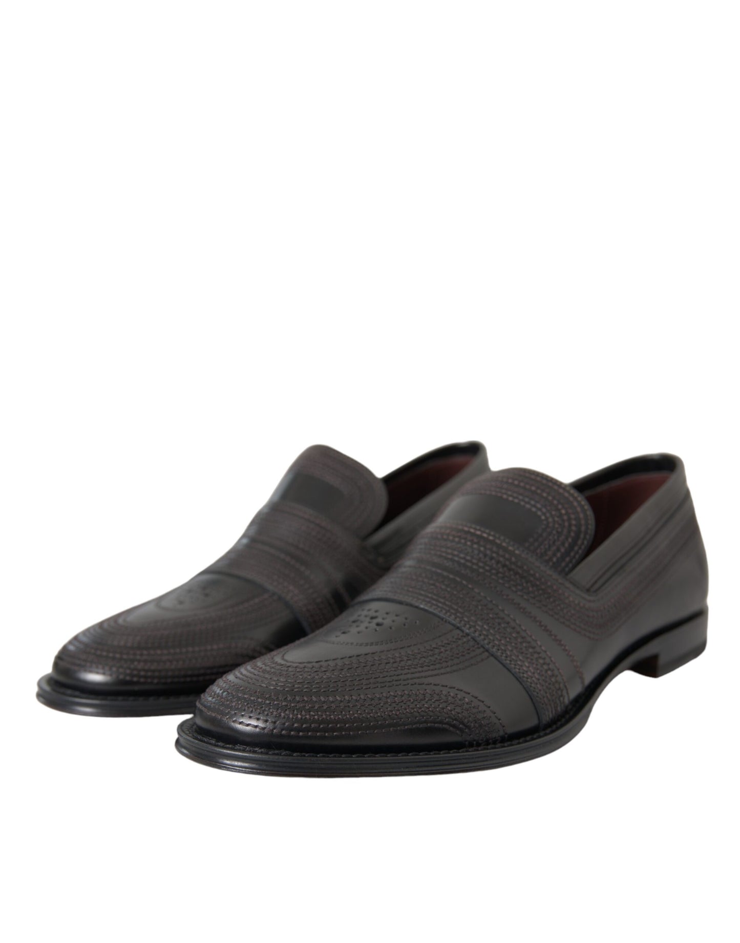 Dolce &amp; Gabbana Black Brown Leather Loafers Men Dress Shoes