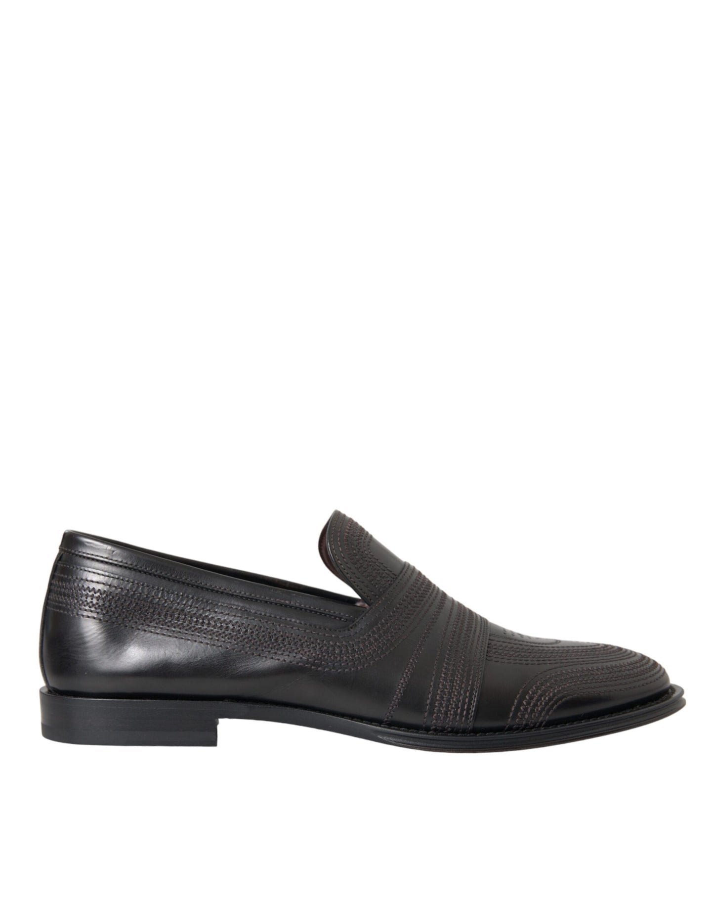 Dolce &amp; Gabbana Black Brown Leather Loafers Men Dress Shoes