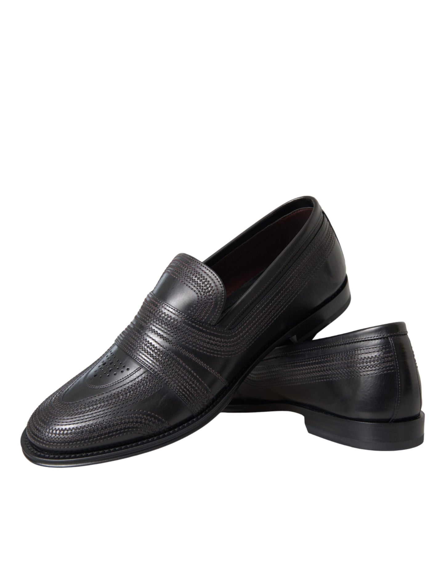 Dolce &amp; Gabbana Black Brown Leather Loafers Men Dress Shoes