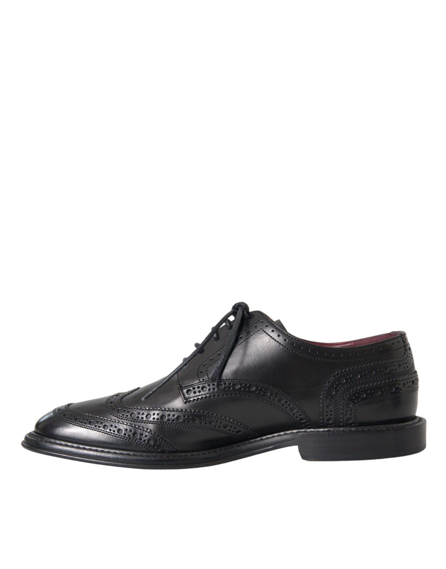 Dolce &amp; Gabbana Black Leather Oxford Wingtip Formal Men Shoes