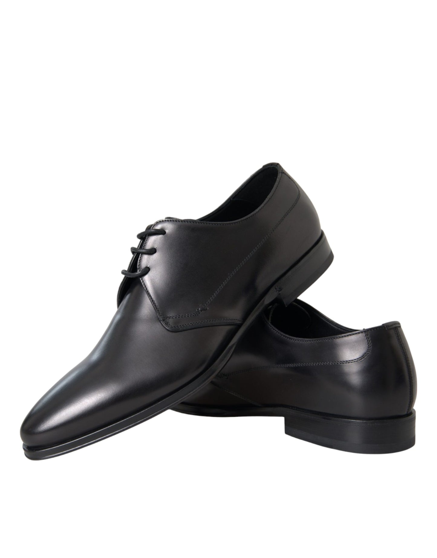 Dolce &amp; Gabbana Black Leather Derby Formal Dress Men Shoes