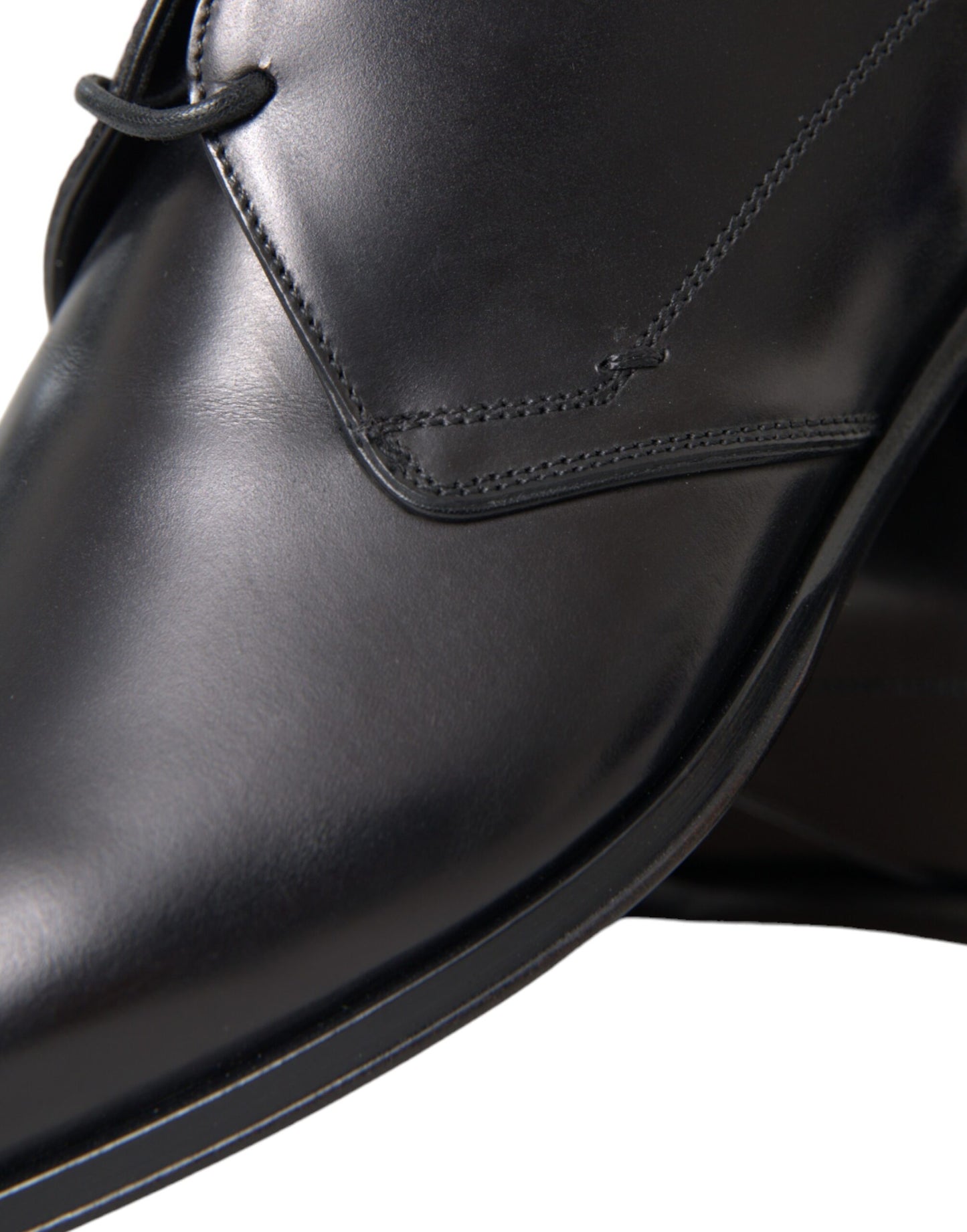 Dolce &amp; Gabbana Black Leather Derby Formal Dress Men Shoes