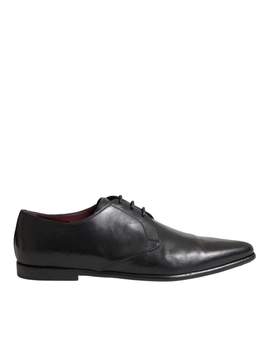 Dolce &amp; Gabbana Black Leather Derby Formal Dress Men Shoes