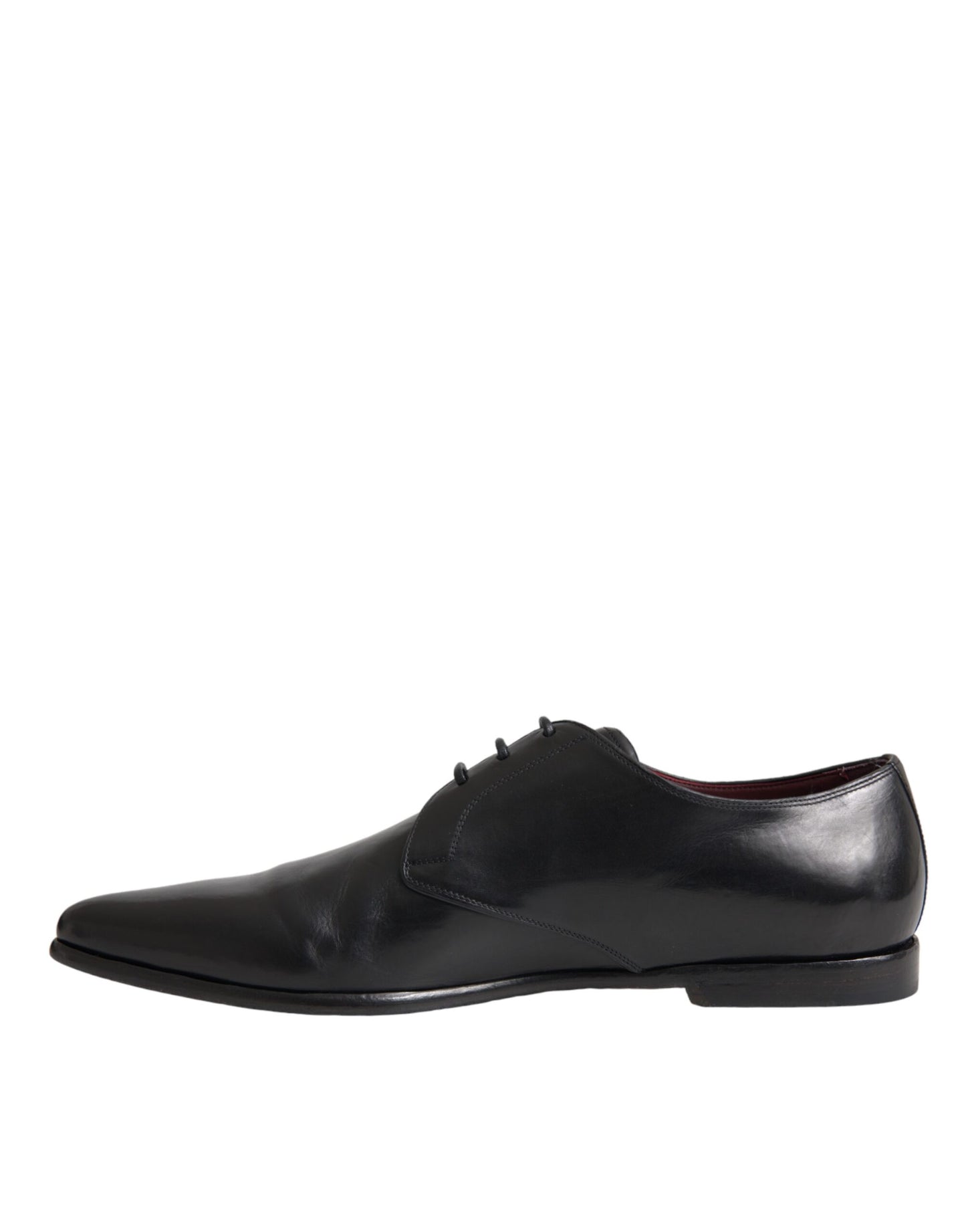 Dolce &amp; Gabbana Black Leather Derby Formal Dress Men Shoes