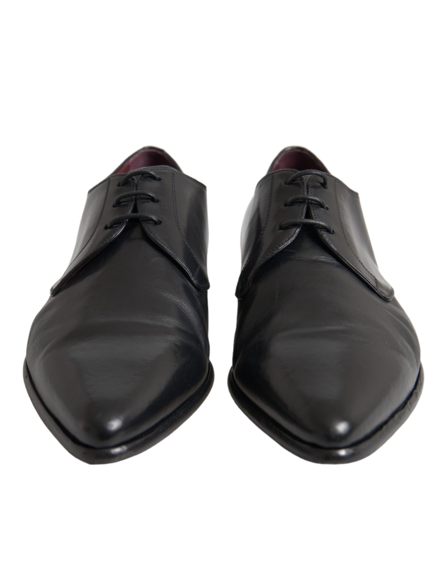 Dolce &amp; Gabbana Black Leather Derby Formal Dress Men Shoes