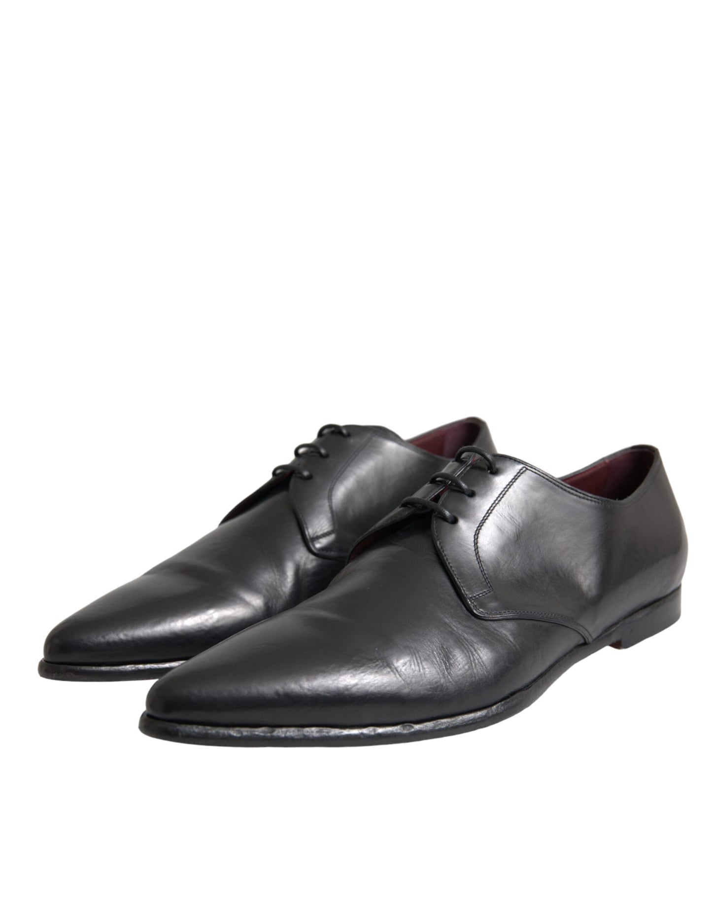 Dolce &amp; Gabbana Black Leather Derby Formal Dress Men Shoes