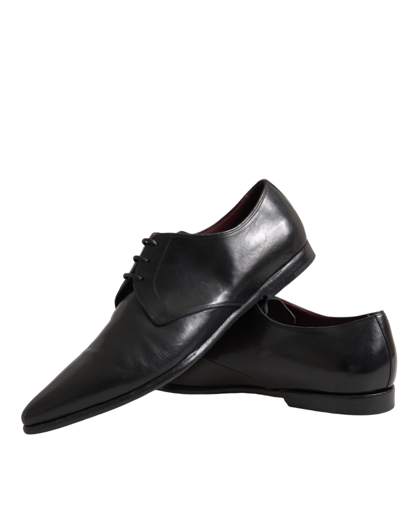 Dolce &amp; Gabbana Black Leather Derby Formal Dress Men Shoes