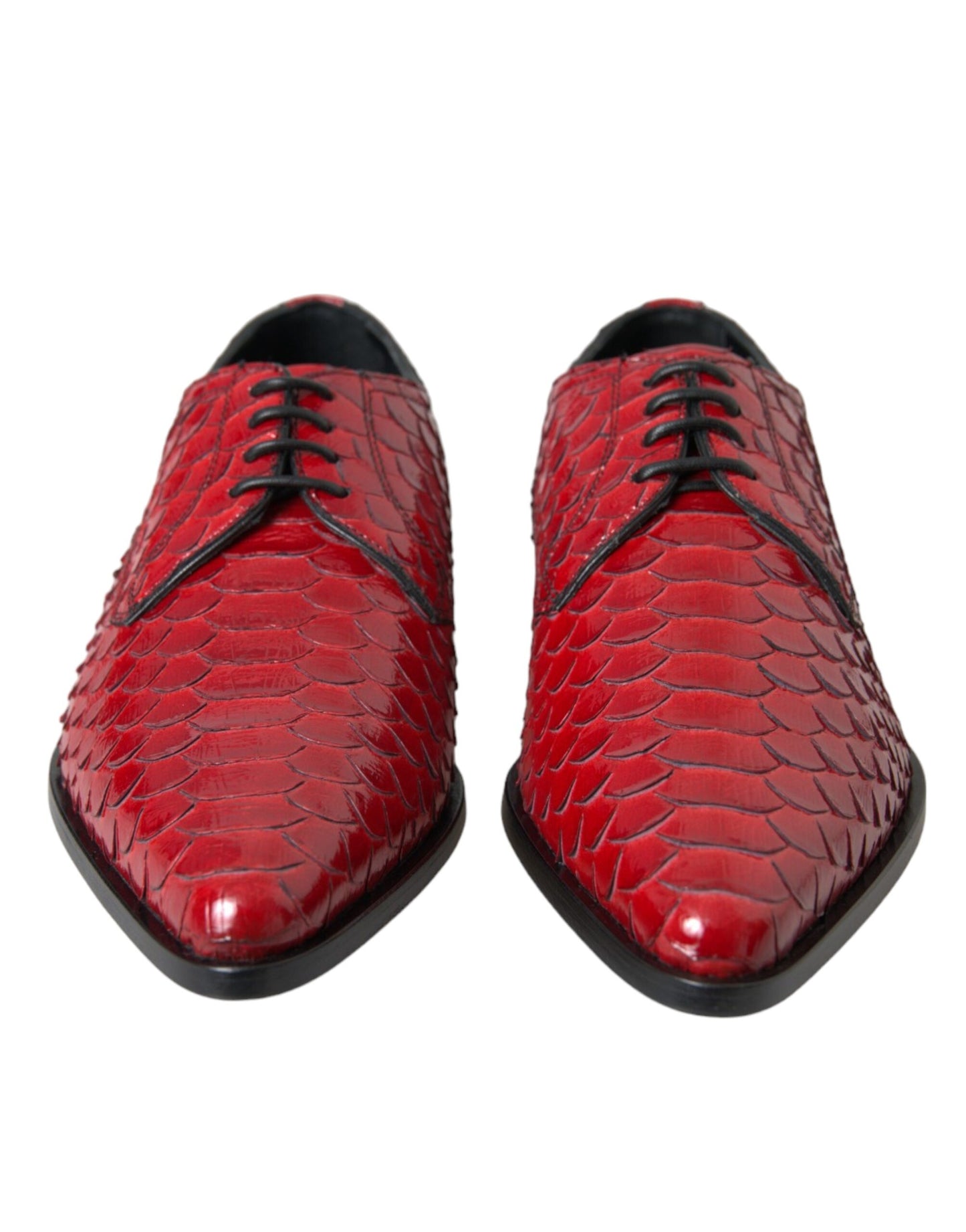 Dolce &amp; Gabbana Red Textured Lacquered Derby Men Formal Shoes