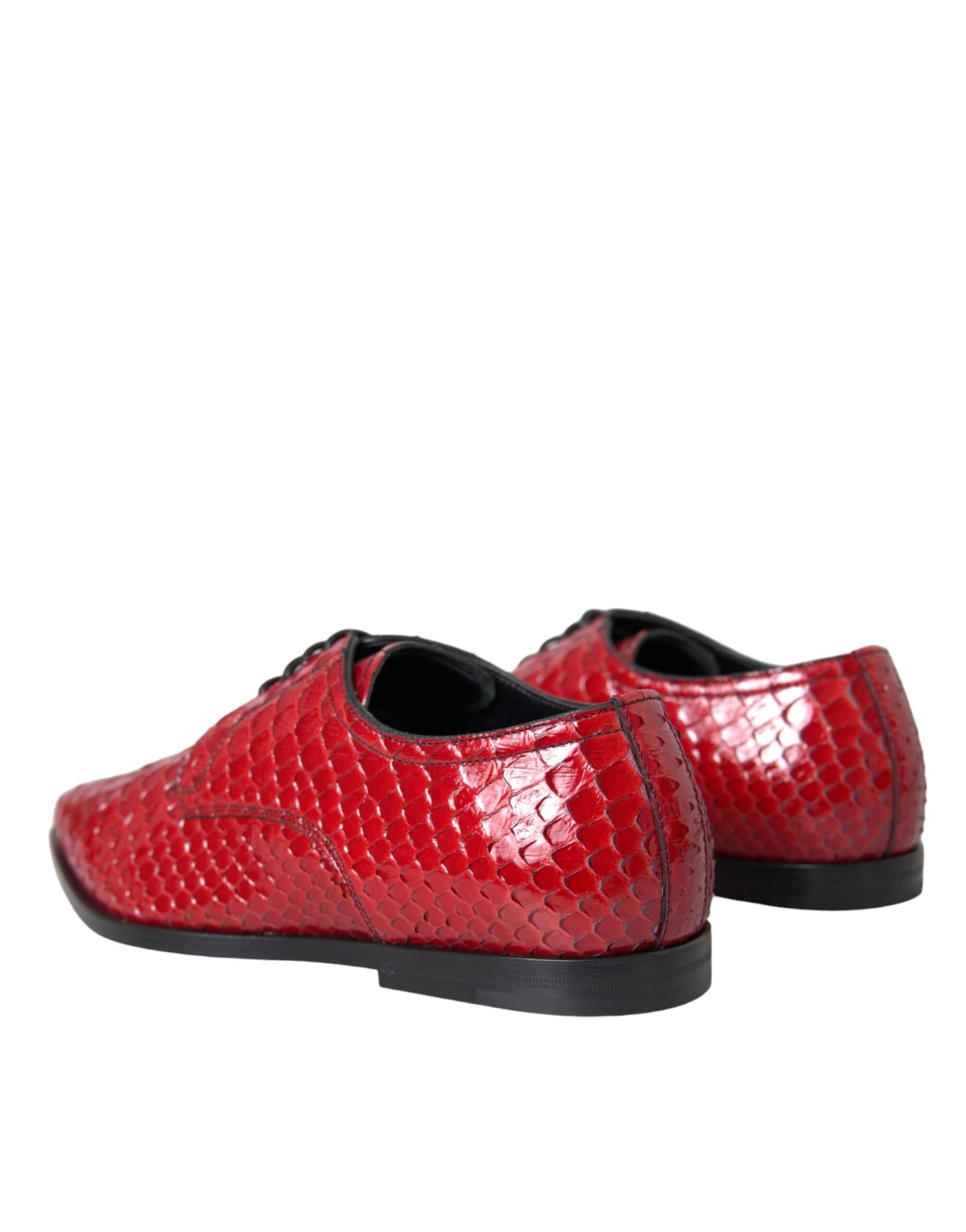 Dolce &amp; Gabbana Red Textured Lacquered Derby Men Formal Shoes