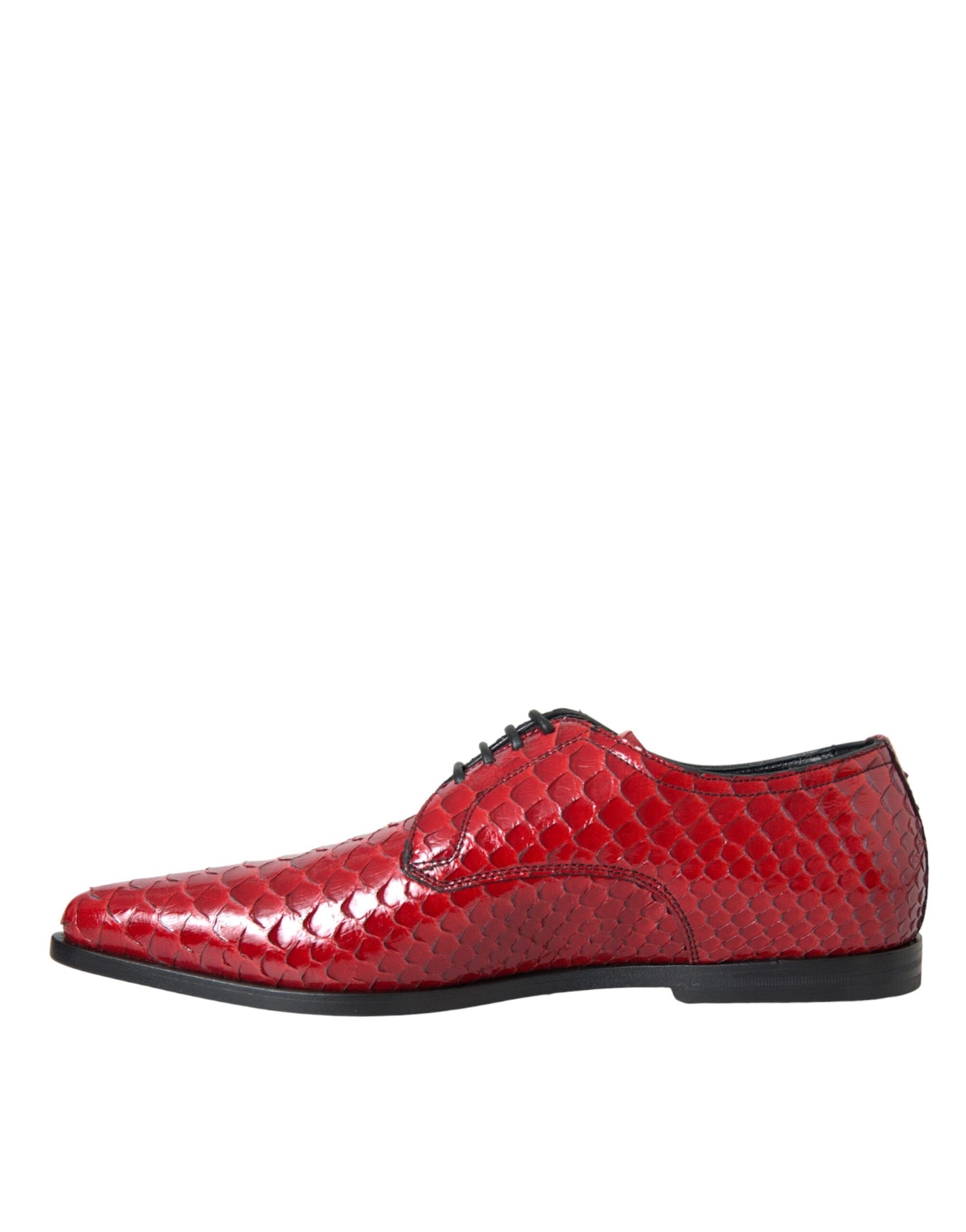 Dolce &amp; Gabbana Red Textured Lacquered Derby Men Formal Shoes