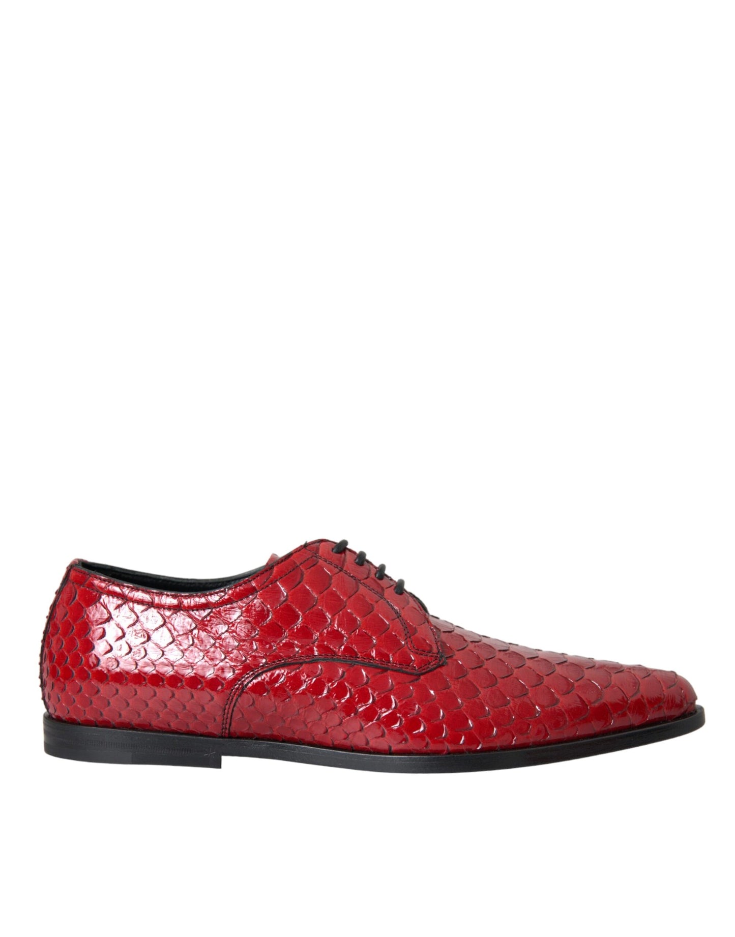 Dolce &amp; Gabbana Red Textured Lacquered Derby Men Formal Shoes