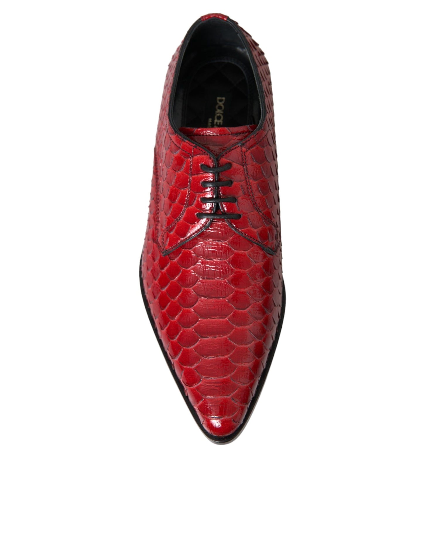 Dolce &amp; Gabbana Red Textured Lacquered Derby Men Formal Shoes