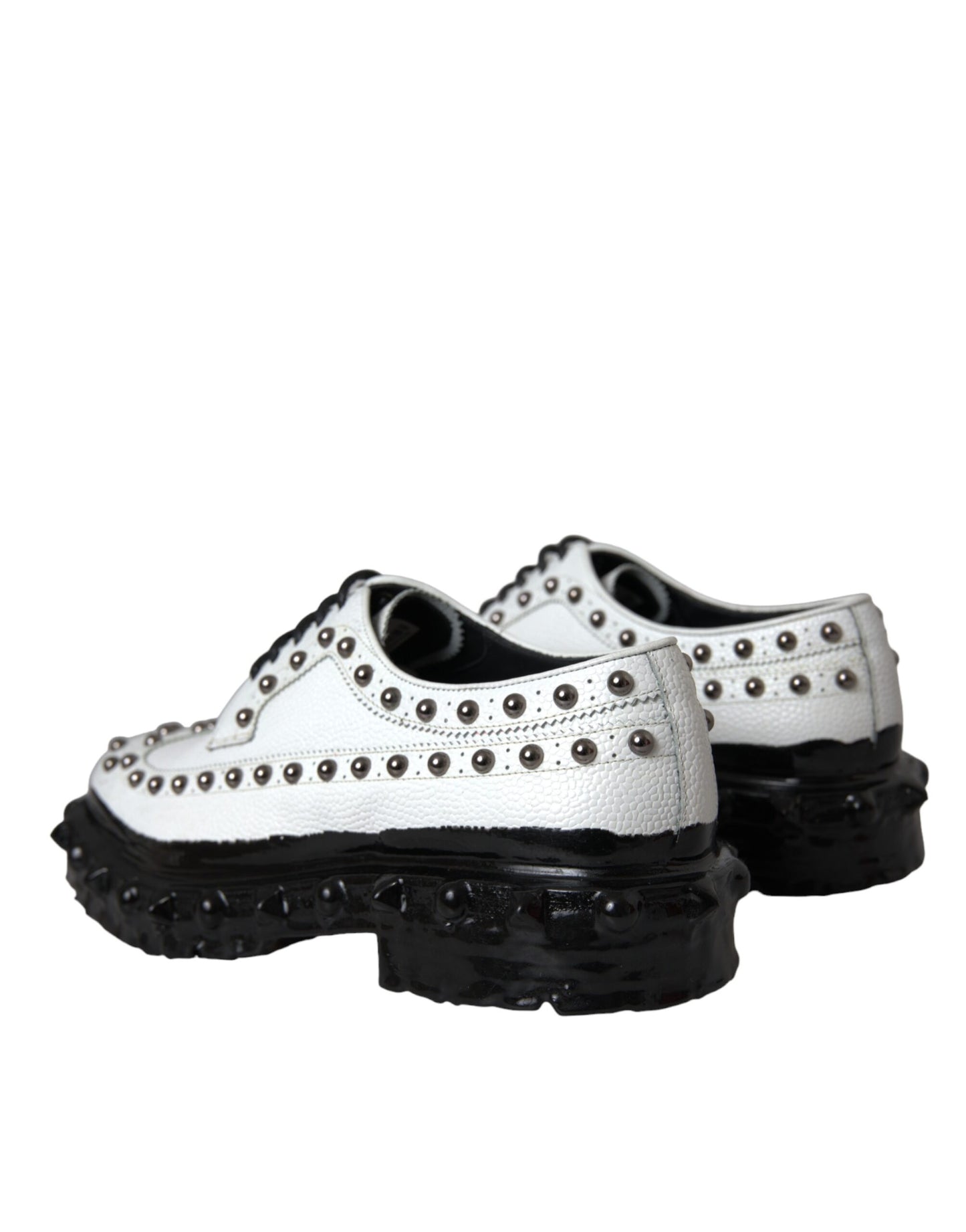 Dolce &amp; Gabbana Black White Embellished Derby Formal Shoes