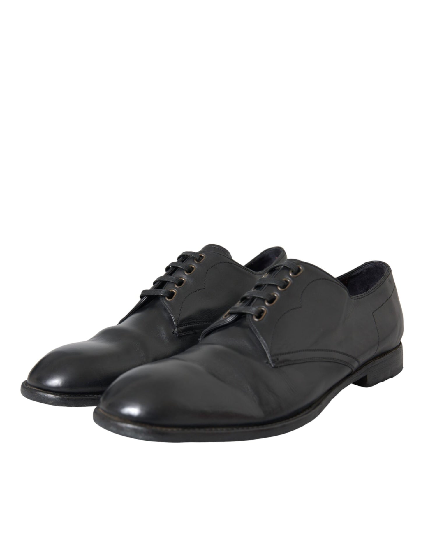 Dolce &amp; Gabbana Black Leather Derby Formal Dress Men Shoes