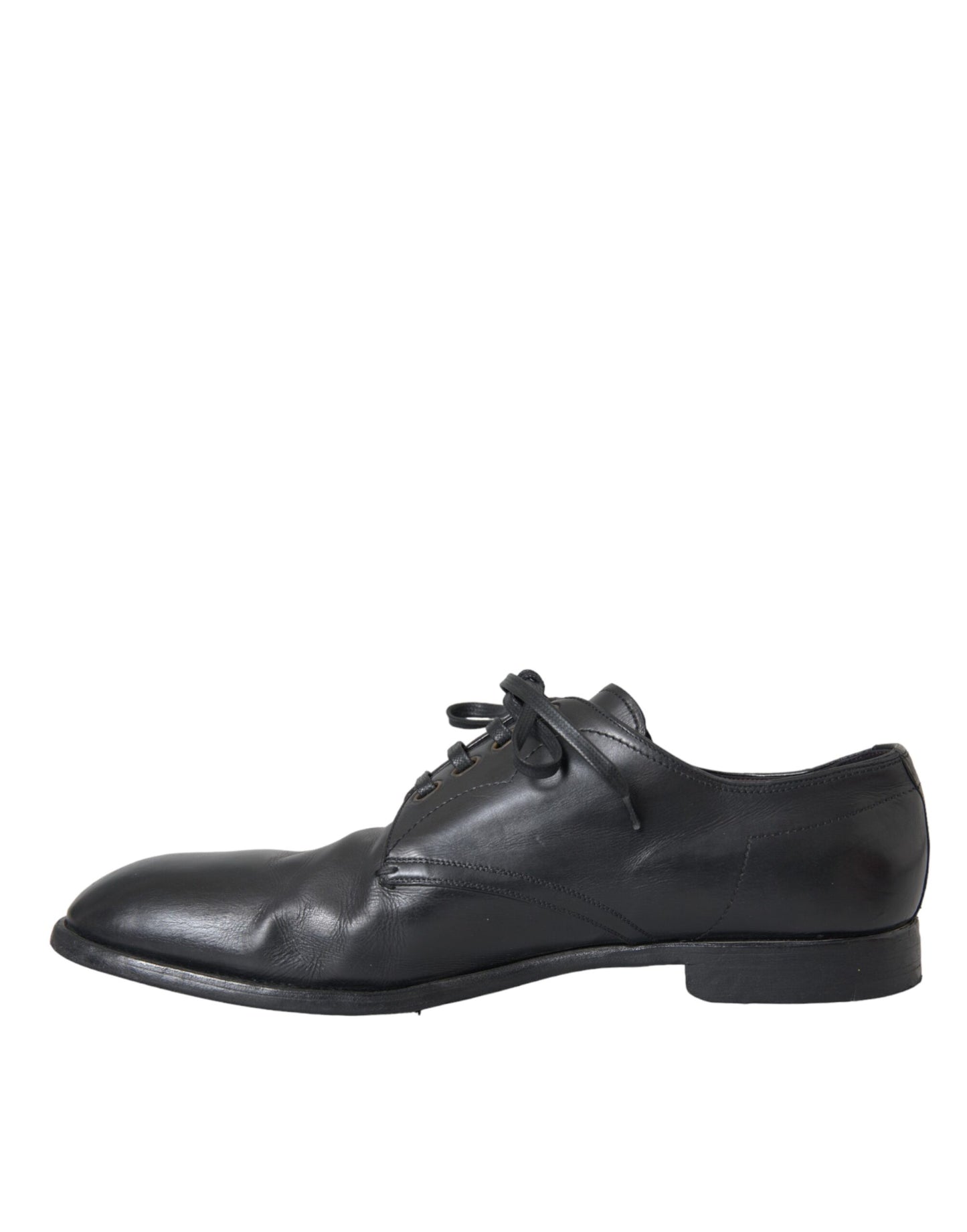 Dolce &amp; Gabbana Black Leather Derby Formal Dress Men Shoes