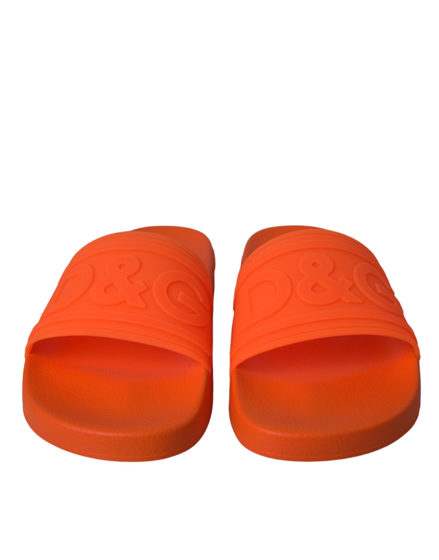 Dolce &amp; Gabbana Orange Rubber Slide Sandals Beach Shoes