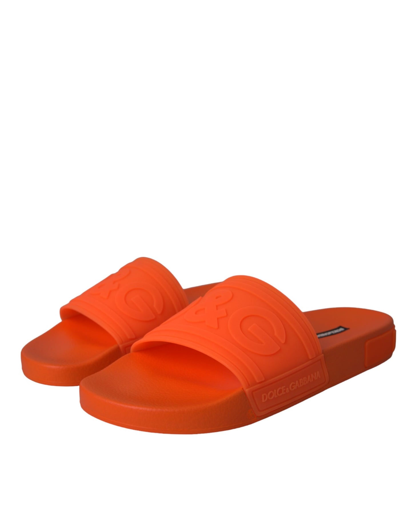 Dolce &amp; Gabbana Orange Rubber Slide Sandals Beach Shoes