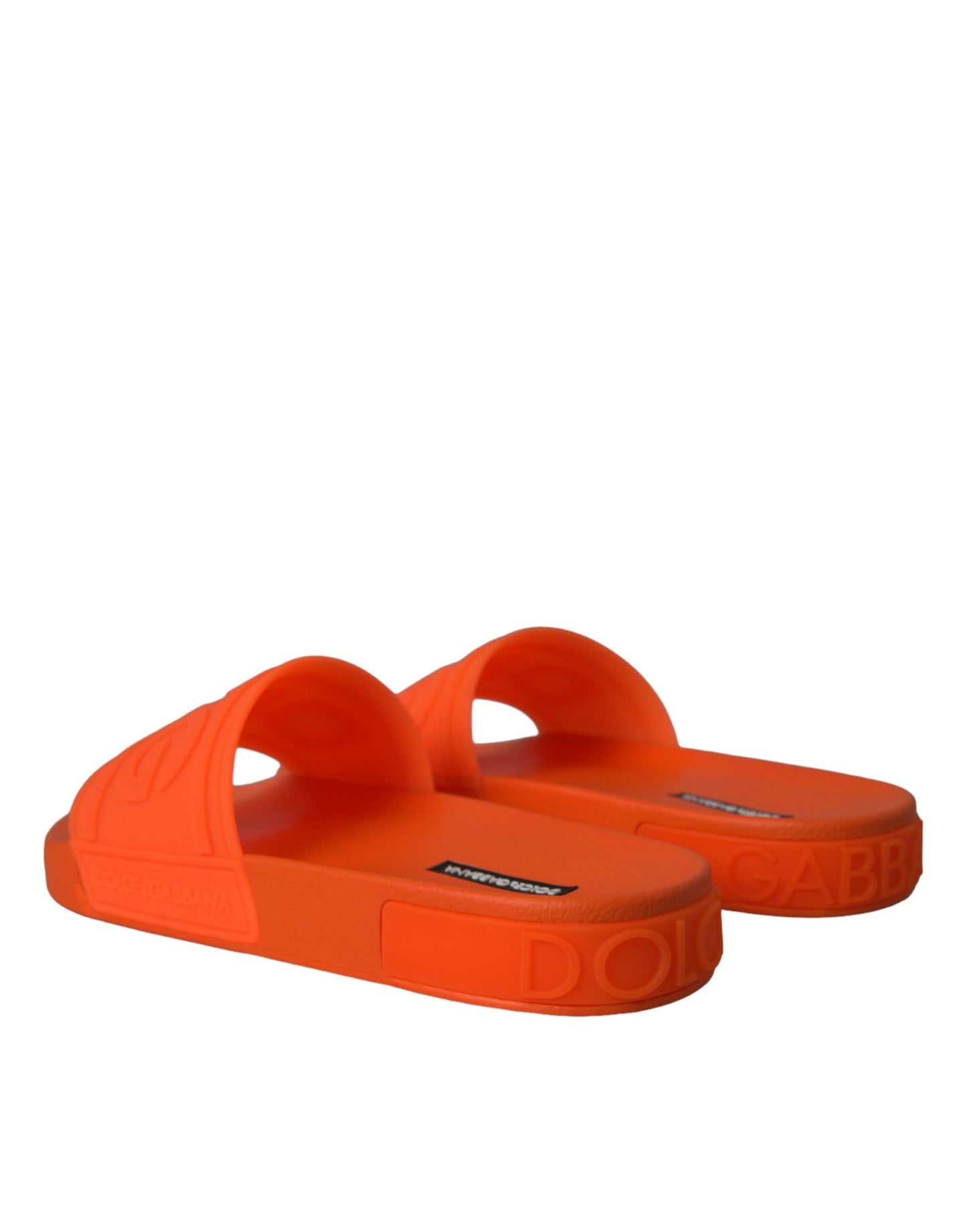 Dolce &amp; Gabbana Orange Rubber Slide Sandals Beach Shoes