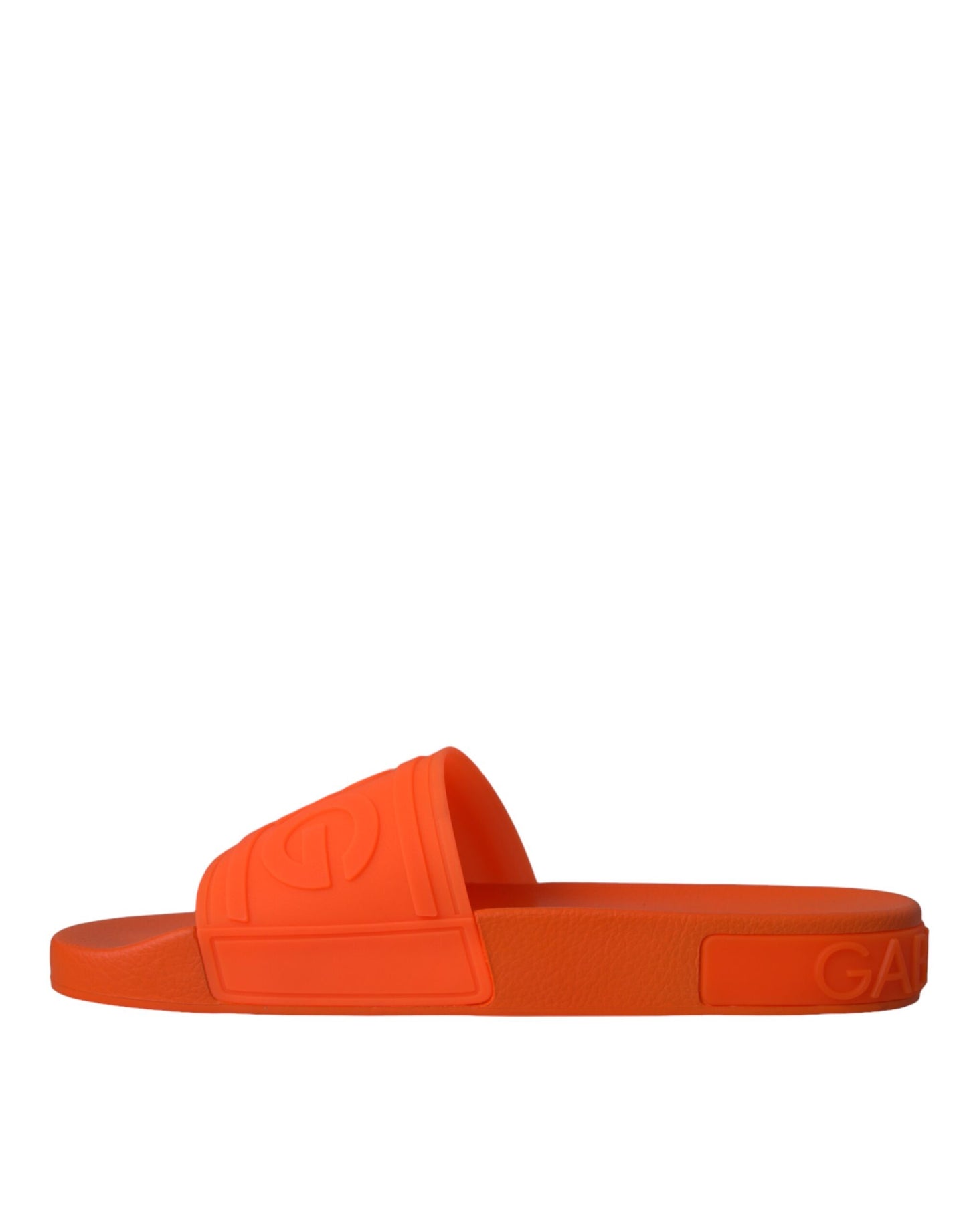 Dolce &amp; Gabbana Orange Rubber Slide Sandals Beach Shoes