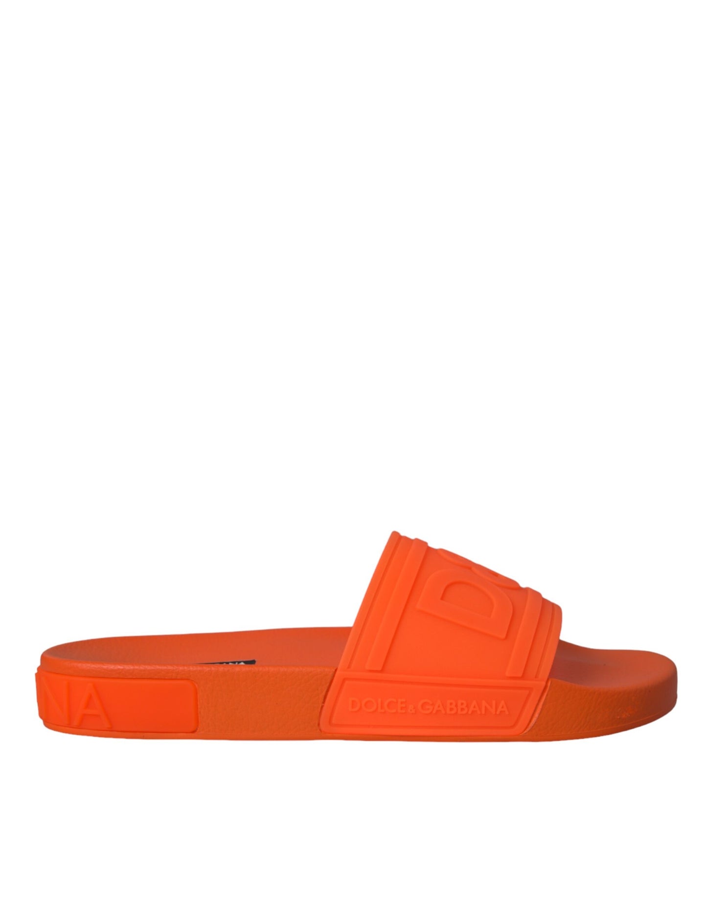 Dolce &amp; Gabbana Orange Rubber Slide Sandals Beach Shoes