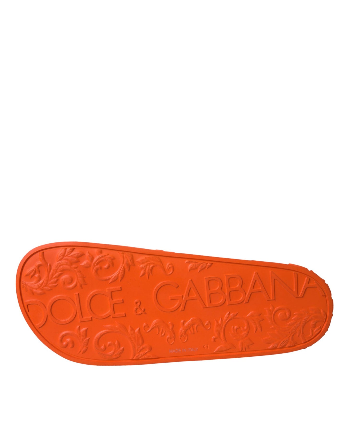 Dolce &amp; Gabbana Orange Rubber Slide Sandals Beach Shoes