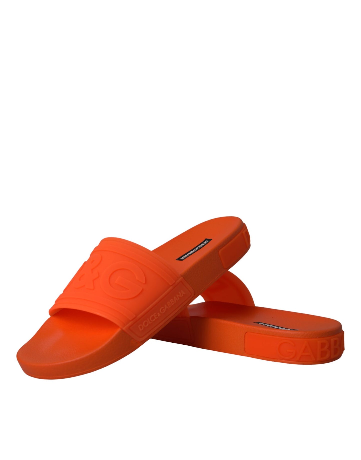 Dolce &amp; Gabbana Orange Rubber Slide Sandals Beach Shoes