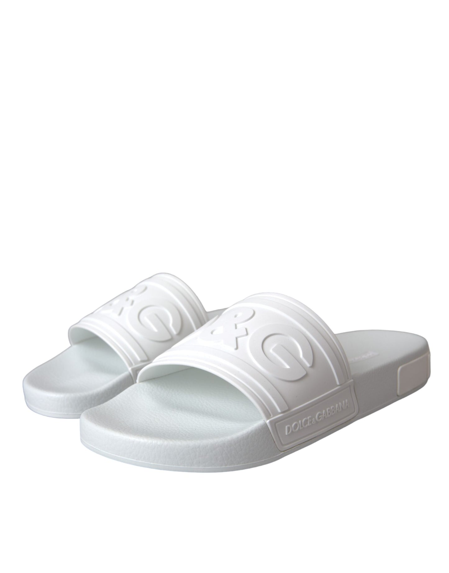 Dolce &amp; Gabbana White Rubber Slides Sandals Beachwear Shoes