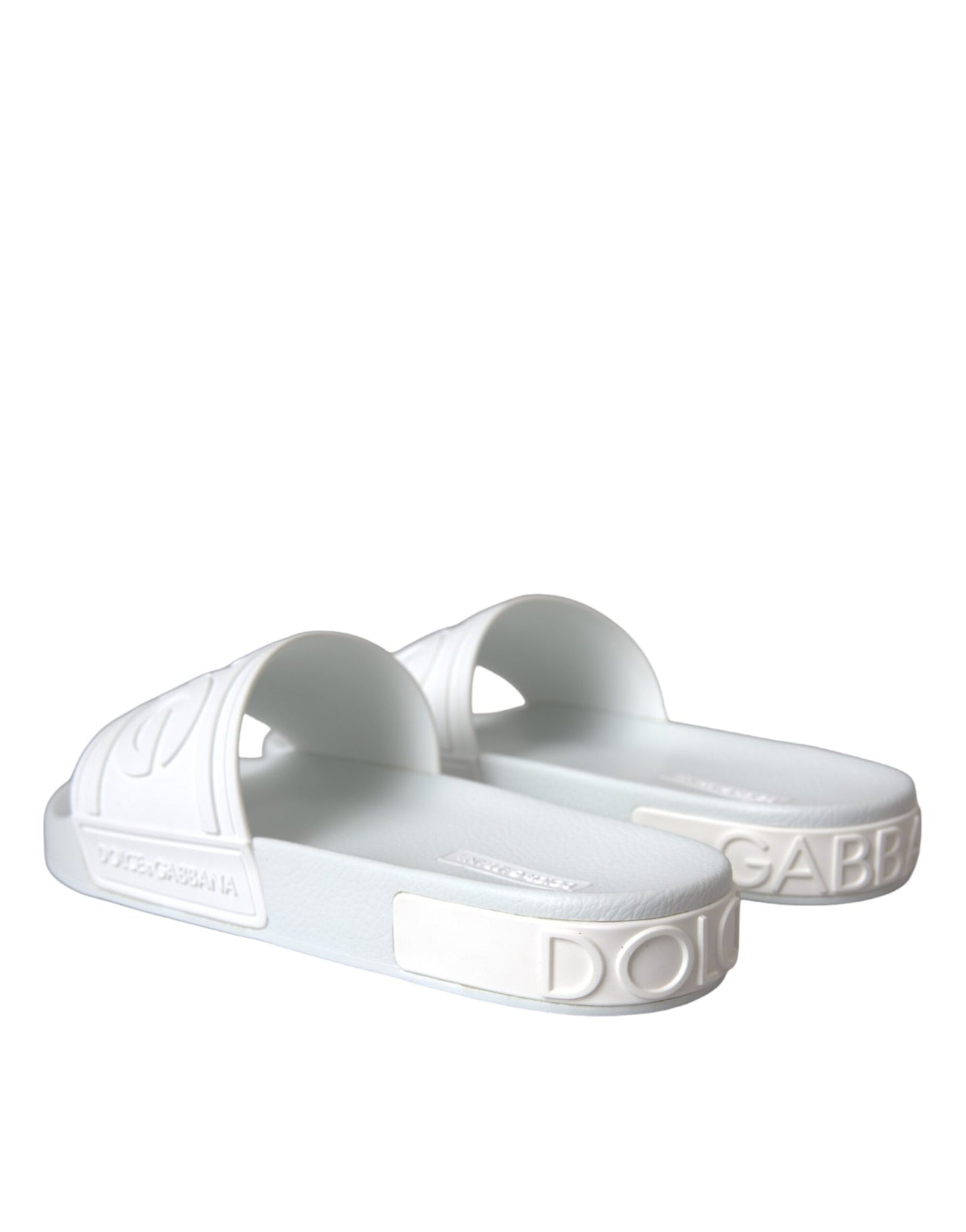 Dolce &amp; Gabbana White Rubber Slides Sandals Beachwear Shoes