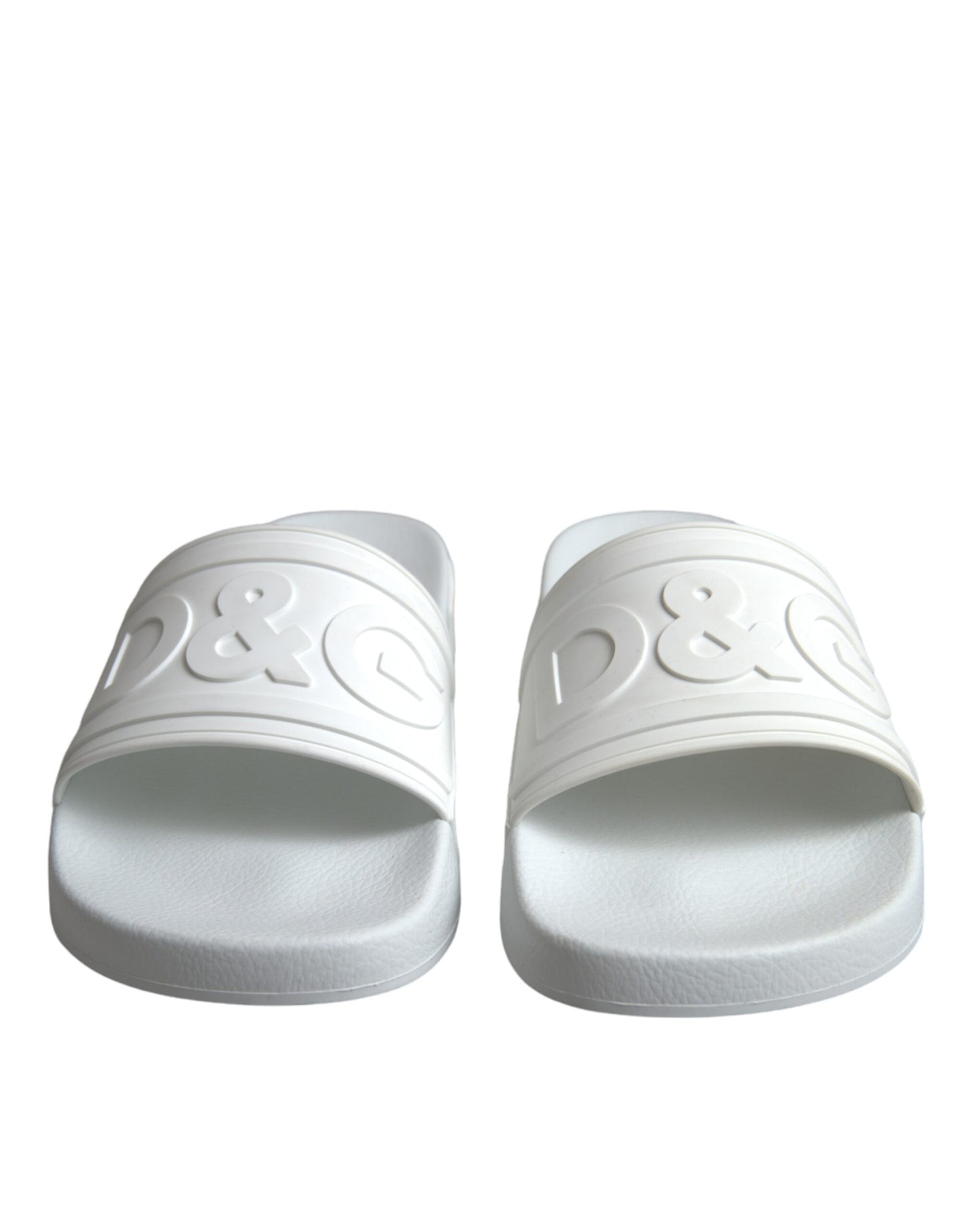 Dolce &amp; Gabbana White Rubber Slides Sandals Beachwear Shoes