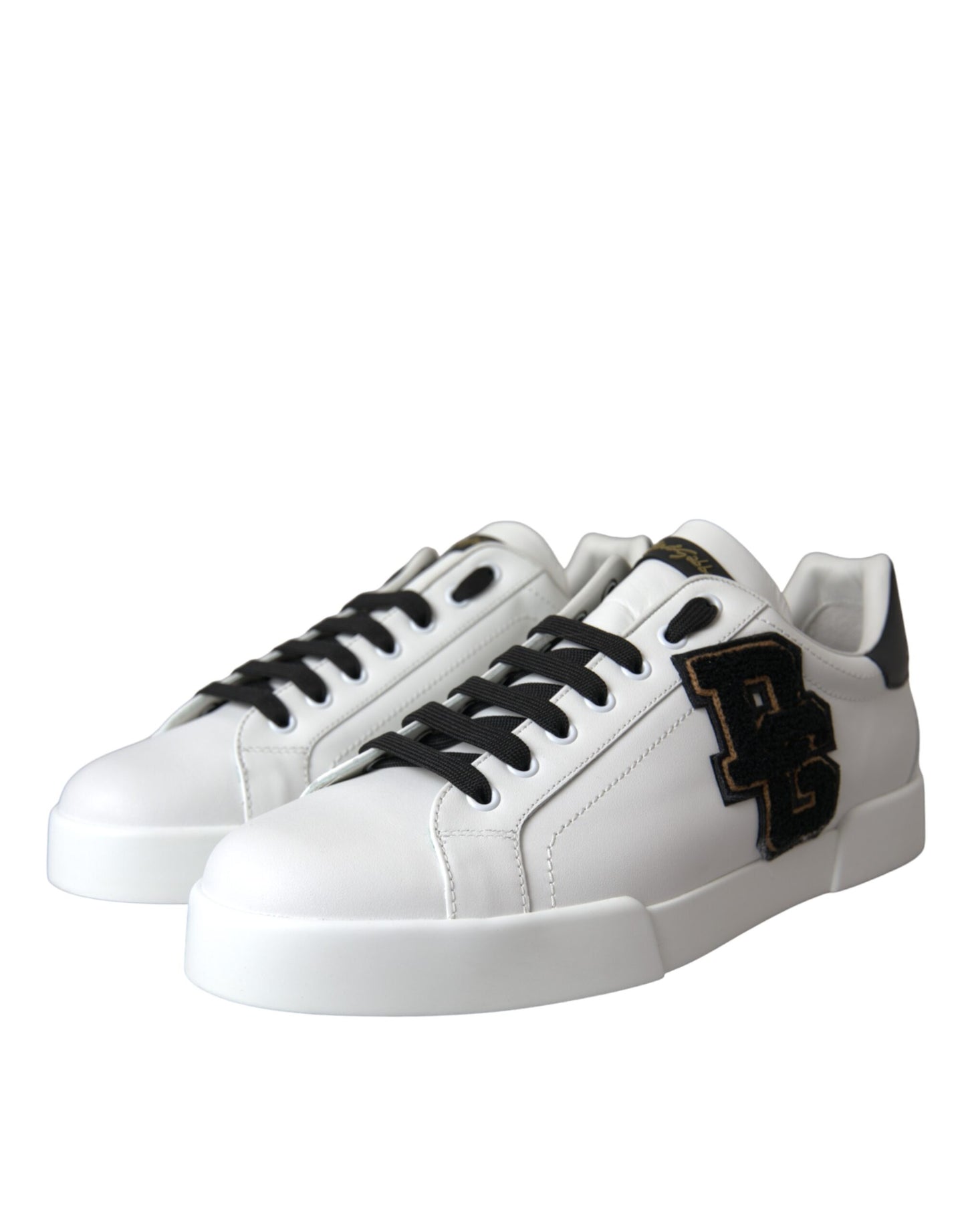 Dolce &amp; Gabbana White Leather DG Logo Casual Low Top Sneakers Shoes