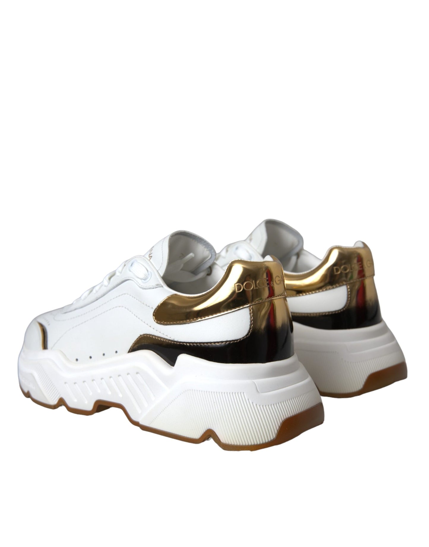 Dolce &amp; Gabbana White Gold DAYMASTER Leather Sneakers Shoes