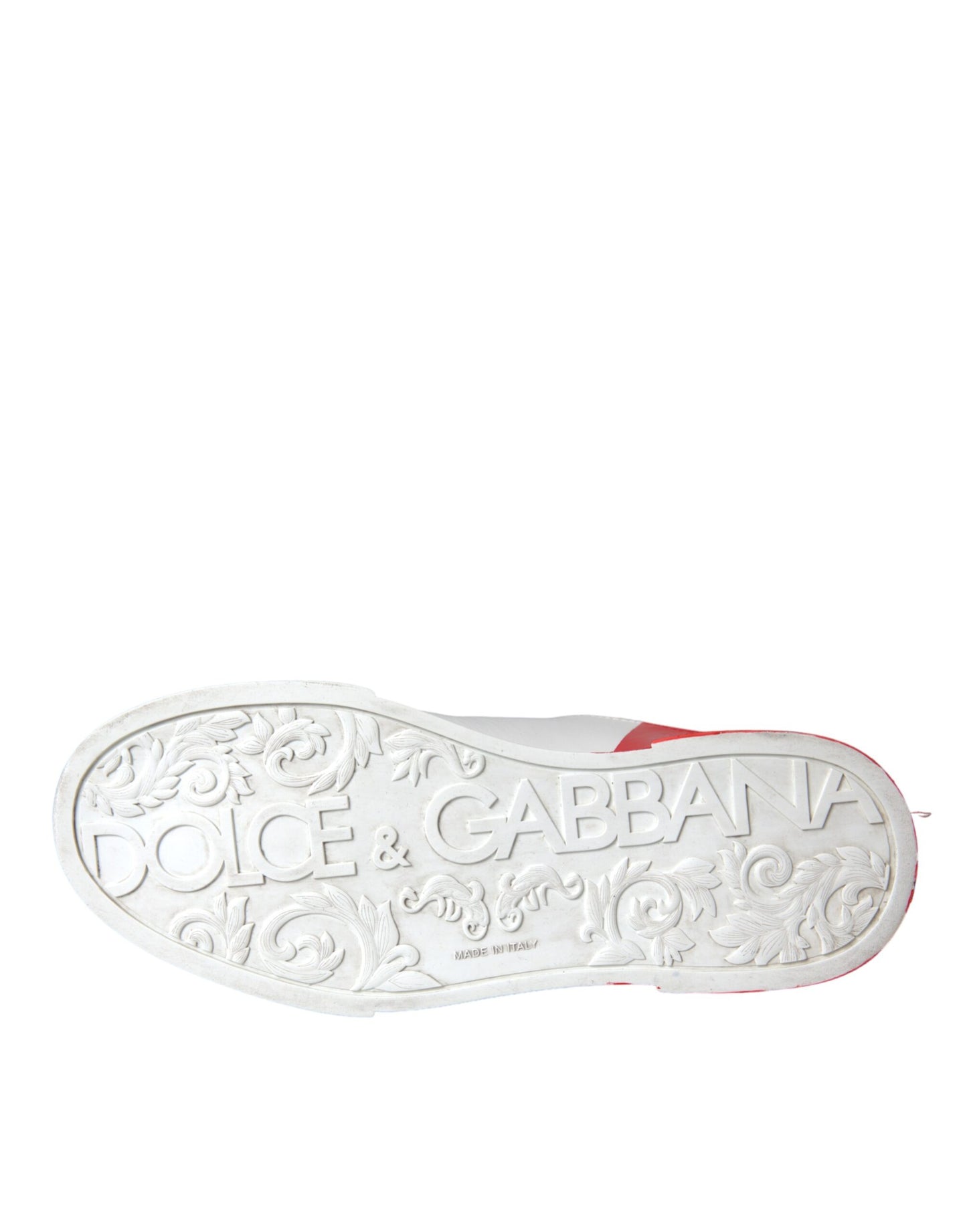 Dolce &amp; Gabbana White Red Leather Logo Low Top Sneakers Shoes