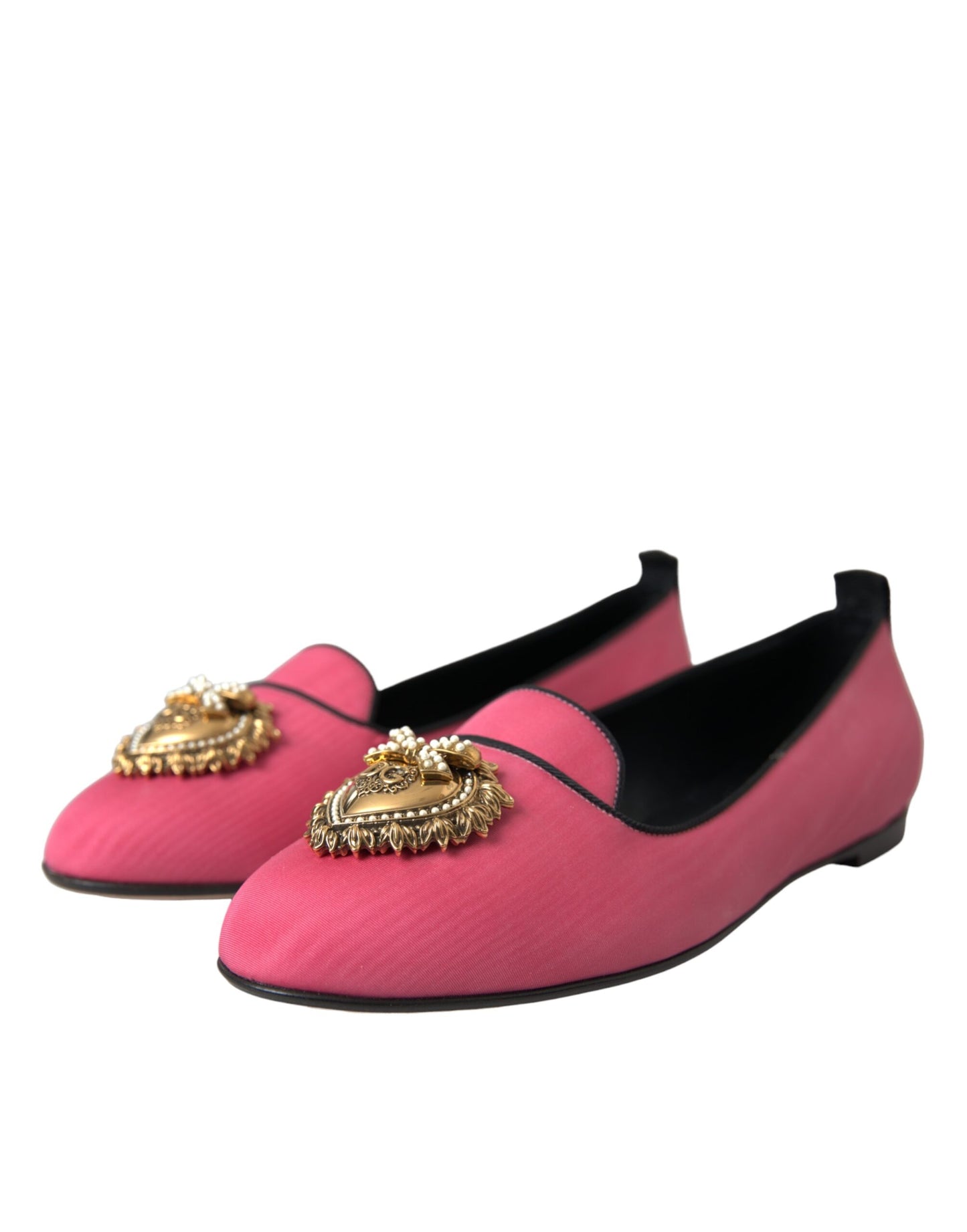 Dolce & Gabbana Rosa Samt Slip On Loafers Flats Schuhe