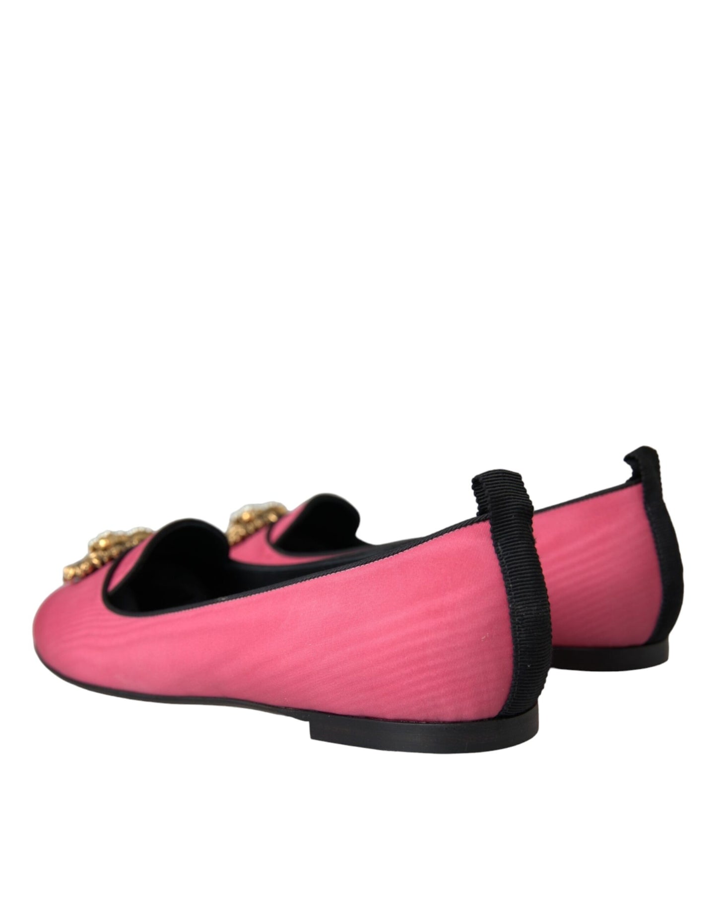 Dolce & Gabbana Rosa Samt Slip On Loafers Flats Schuhe