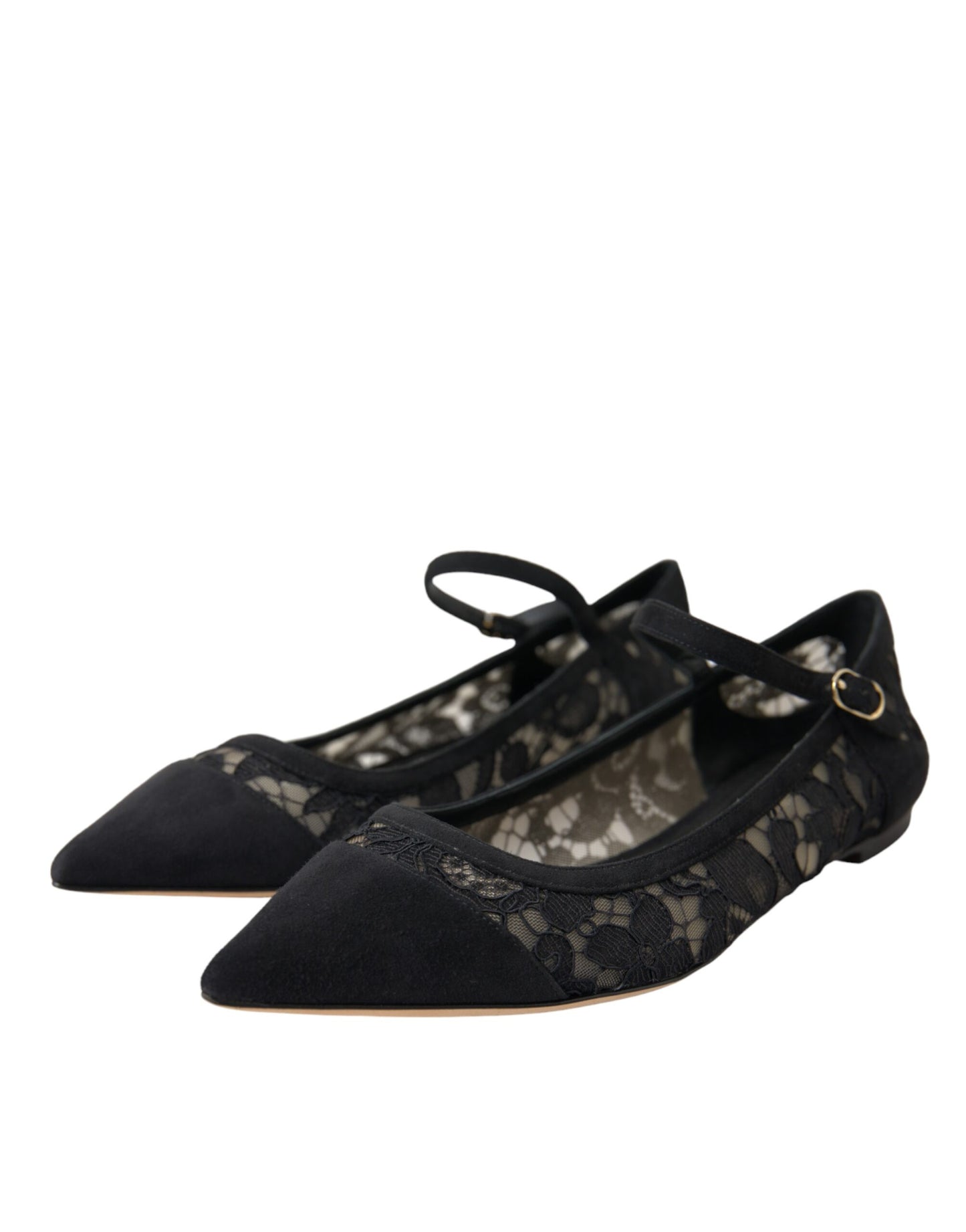 Dolce &amp; Gabbana Black Taormina Lace Bellucci Flats Shoes