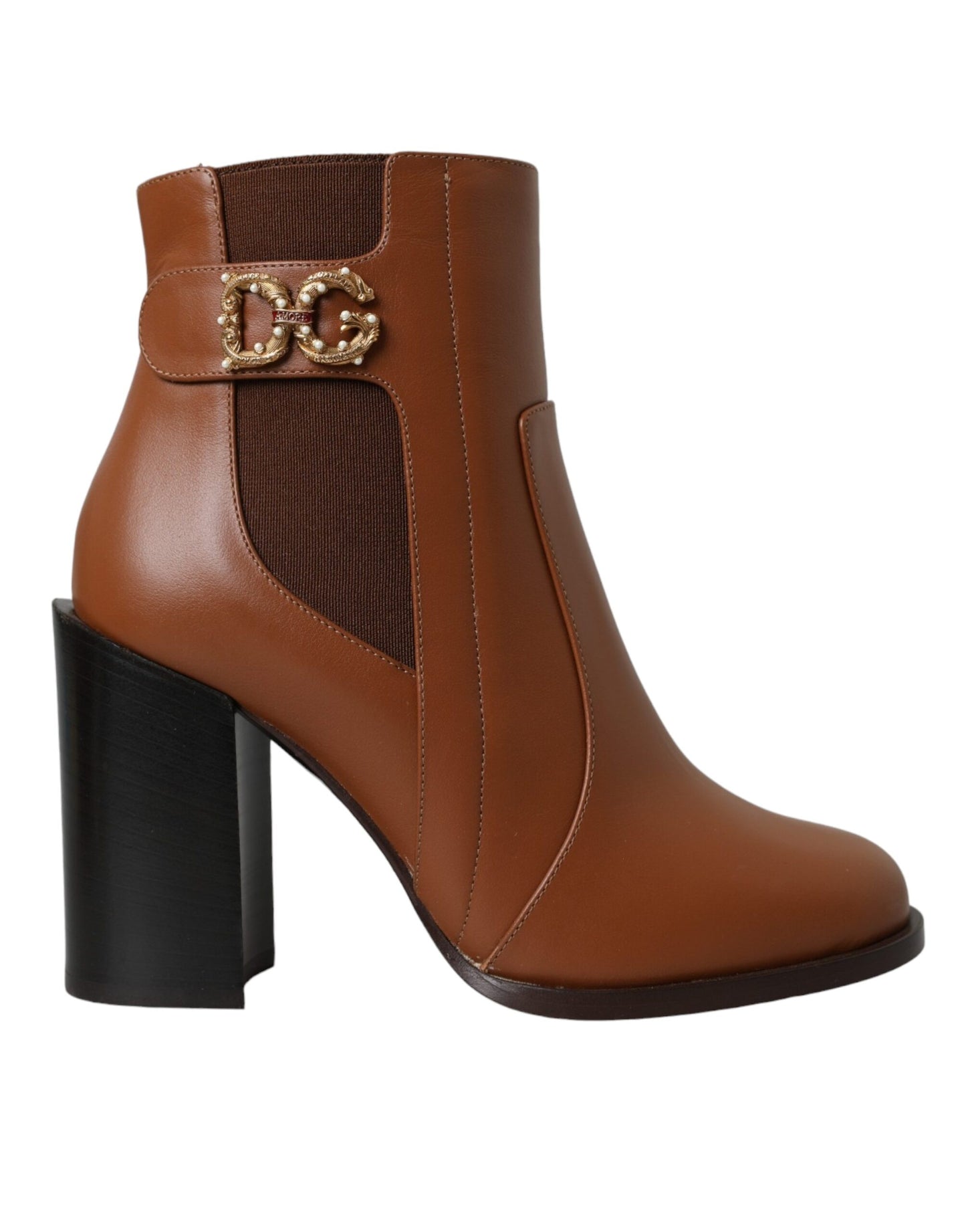 Dolce &amp; Gabbana Brown Leather AMORE Heels Ankle Boots Shoes