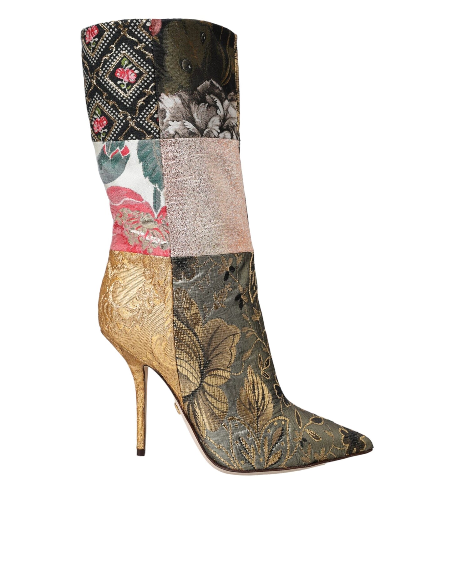 Dolce &amp; Gabbana Multicolor Patchwork Print Heeled Boots Shoes