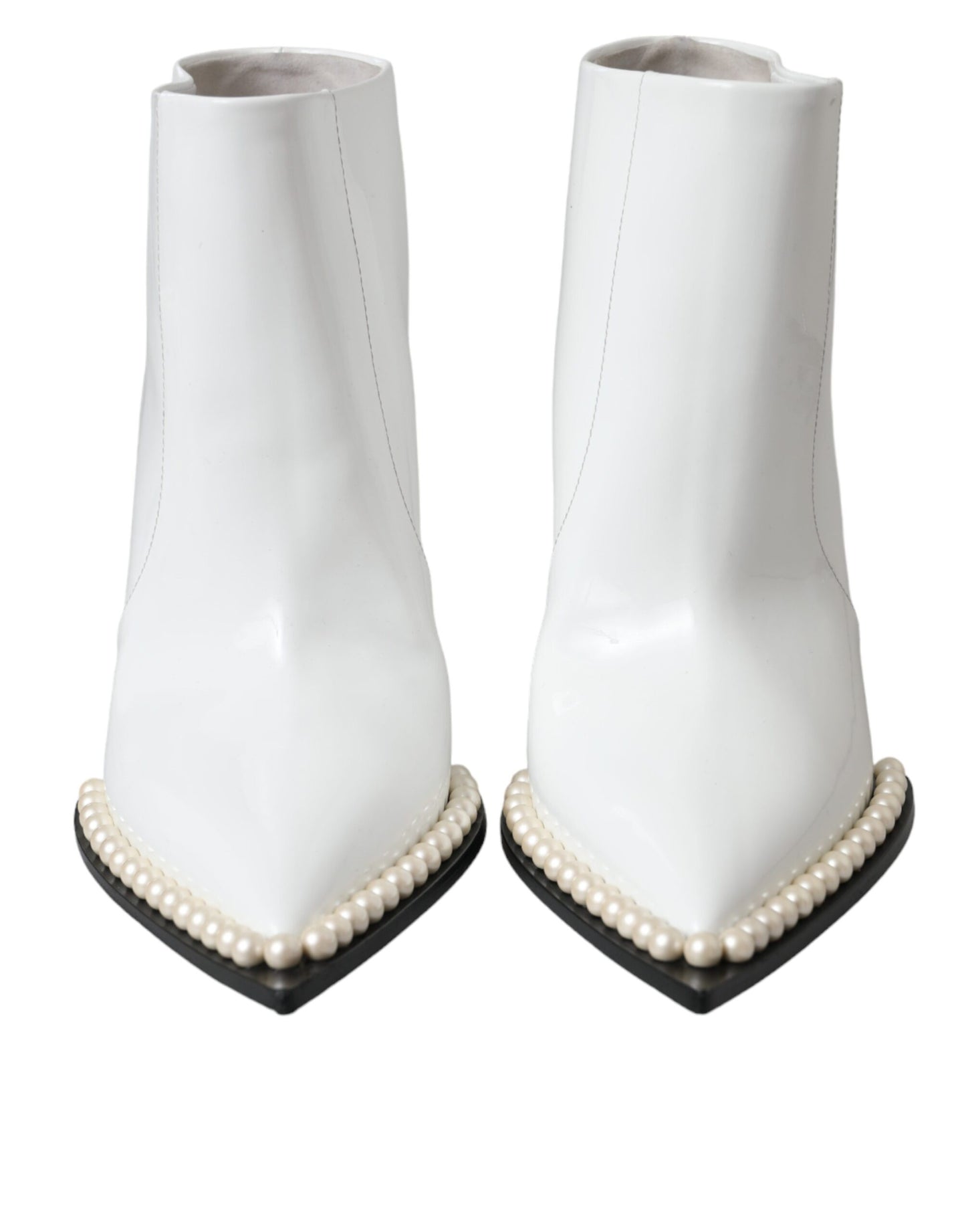 Dolce &amp; Gabbana White Pearl Leather Pumps Heels Boots Shoes