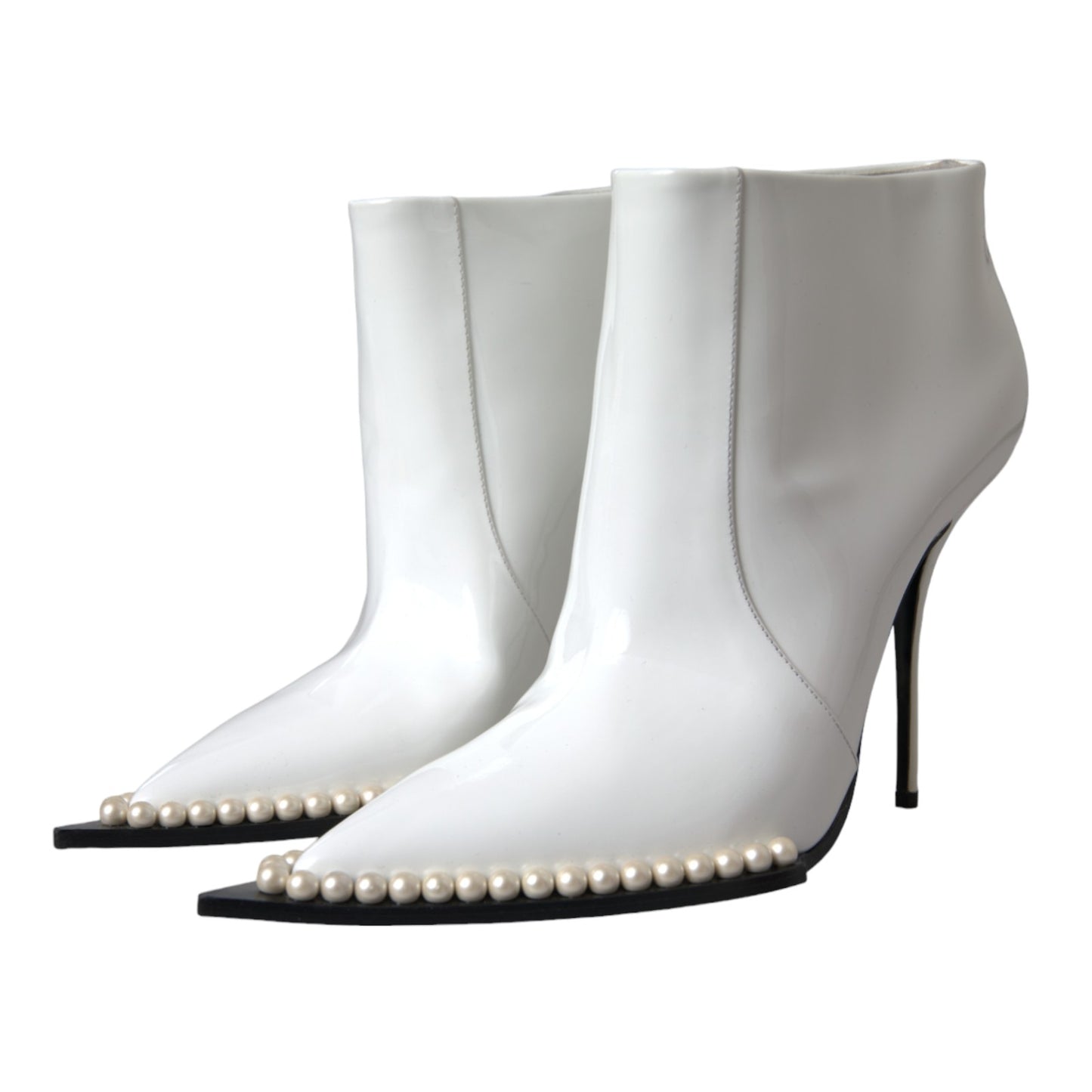 Dolce &amp; Gabbana White Pearl Leather Pumps Heels Boots Shoes