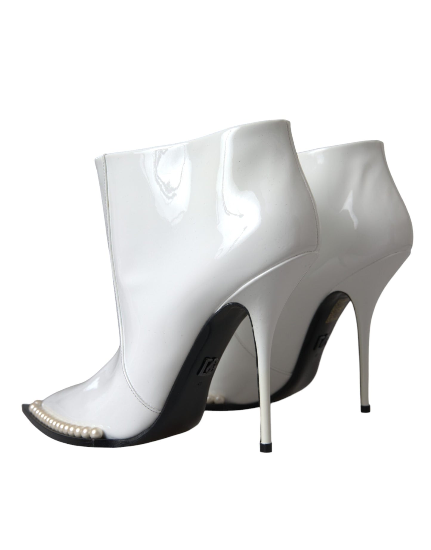 Dolce &amp; Gabbana White Pearl Leather Pumps Heels Boots Shoes