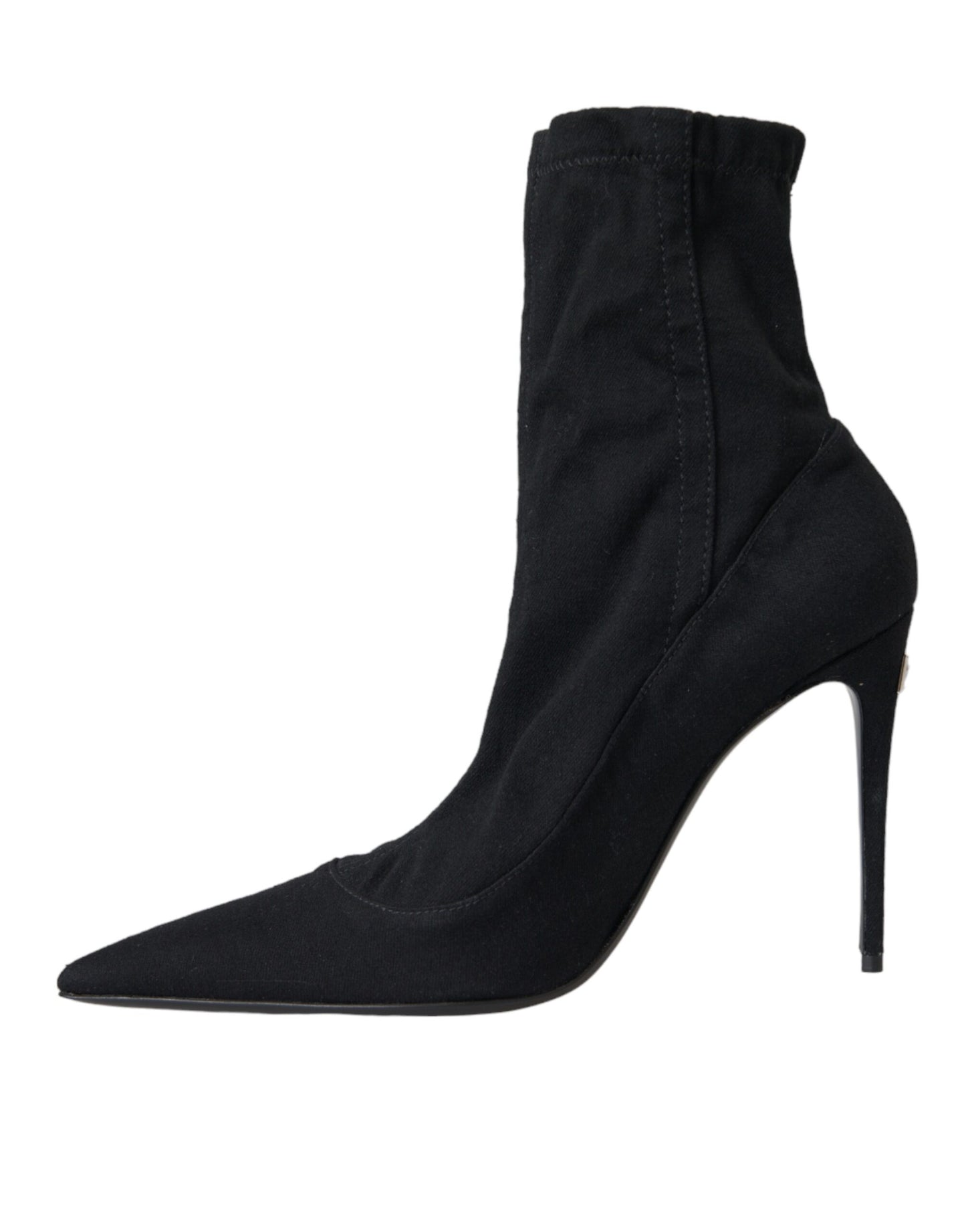 Dolce &amp; Gabbana Black Stiletto Heels Denim Ankle Boots Shoes