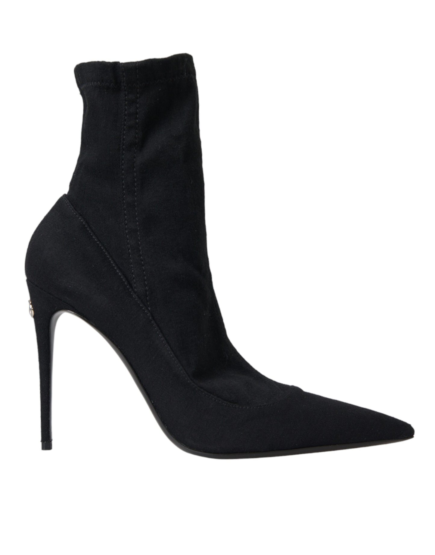 Dolce &amp; Gabbana Black Stiletto Heels Denim Ankle Boots Shoes