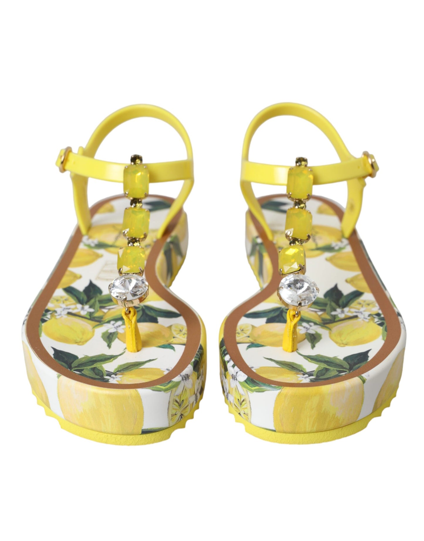 Dolce &amp; Gabbana Yellow Lemon Beachwear Flats Sandals Shoes