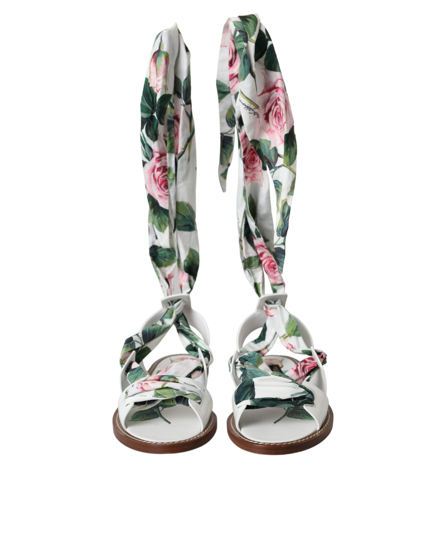 Dolce &amp; Gabbana Multicolor Floral Print Ankle Wrap Sandals Shoes