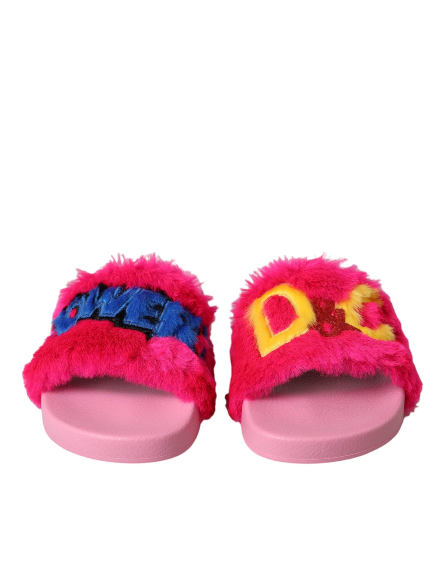 Dolce &amp; Gabbana Multicolor Embroidered Fur Sandals Shoes