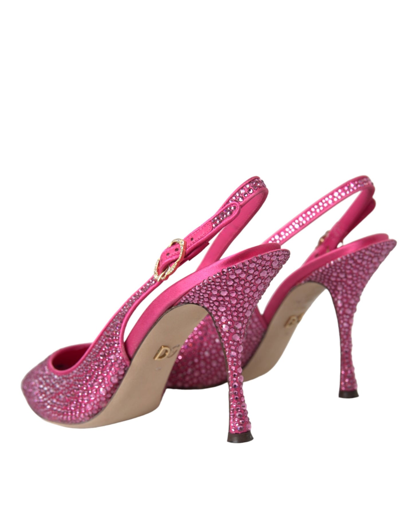 Dolce &amp; Gabbana Pink Rhinestone Crystal Heels Slingbacks Shoes