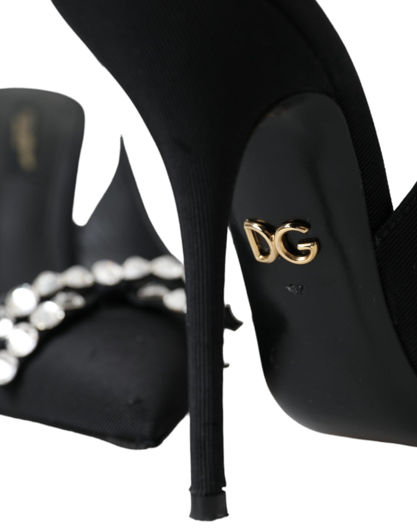 Dolce &amp; Gabbana Black Crystal-Embellished Slingback Shoes